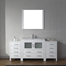 Virtu USA Dior 72" Single Bath Vanity with Slim White Ceramic Top and Square Sink with Polished Chrome Faucet and Mirror - Luxe Bathroom Vanities