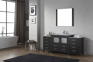 Virtu USA Dior 72" Single Bath Vanity with Slim White Ceramic Top and Square Sink with Brushed Nickel Faucet and Mirror - Luxe Bathroom Vanities