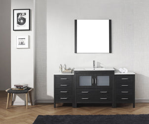 Virtu USA Dior 72" Single Bath Vanity with Slim White Ceramic Top and Square Sink with Polished Chrome Faucet and Mirror - Luxe Bathroom Vanities