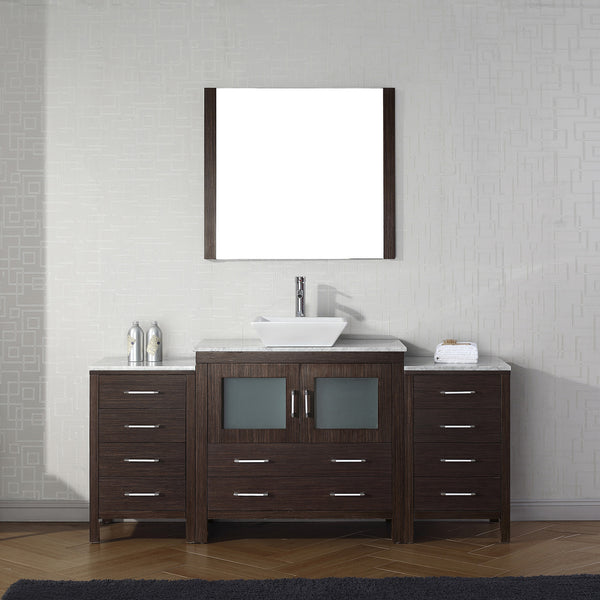 Virtu USA Dior 72" Single Bath Vanity with Marble Top and Square Sink with Brushed Nickel Faucet and Mirror - Luxe Bathroom Vanities Luxury Bathroom Fixtures Bathroom Furniture