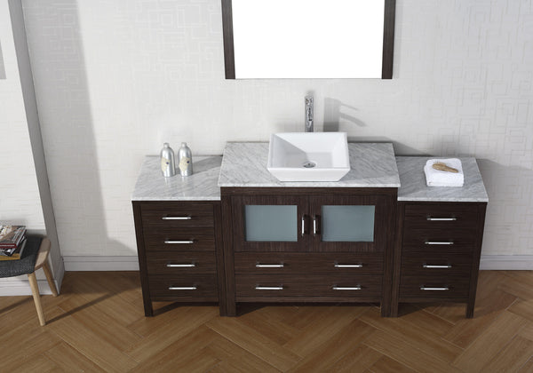 Virtu USA Dior 72" Single Bath Vanity with Marble Top and Square Sink with Brushed Nickel Faucet and Mirror - Luxe Bathroom Vanities Luxury Bathroom Fixtures Bathroom Furniture