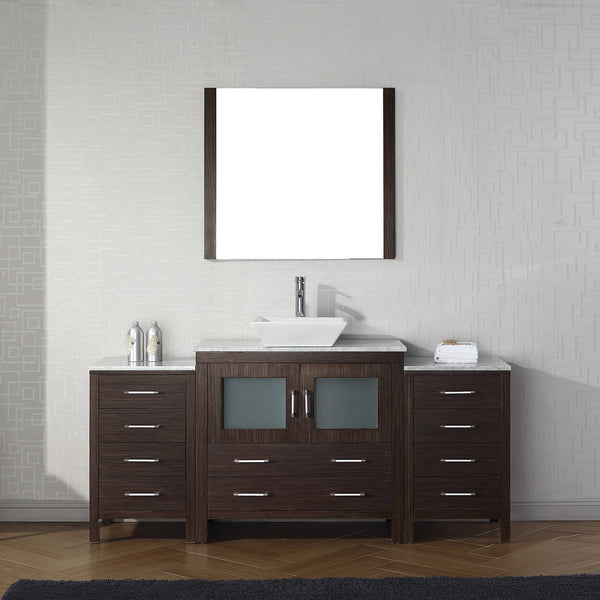 Virtu USA Dior 72" Single Bath Vanity in Espresso with Marble Top and Square Sink with Polished Chrome Faucet and Mirror - Luxe Bathroom Vanities Luxury Bathroom Fixtures Bathroom Furniture
