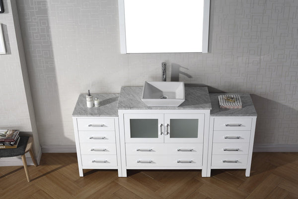 Virtu USA Dior 72" Single Bath Vanity with Marble Top and Square Sink with Polished Chrome Faucet and Mirror - Luxe Bathroom Vanities