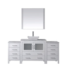 Virtu USA Dior 72" Single Bath Vanity with Marble Top and Square Sink with Polished Chrome Faucet and Mirror - Luxe Bathroom Vanities