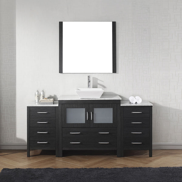 Virtu USA Dior 72" Single Bath Vanity with Marble Top and Square Sink with Brushed Nickel Faucet and Mirror - Luxe Bathroom Vanities Luxury Bathroom Fixtures Bathroom Furniture