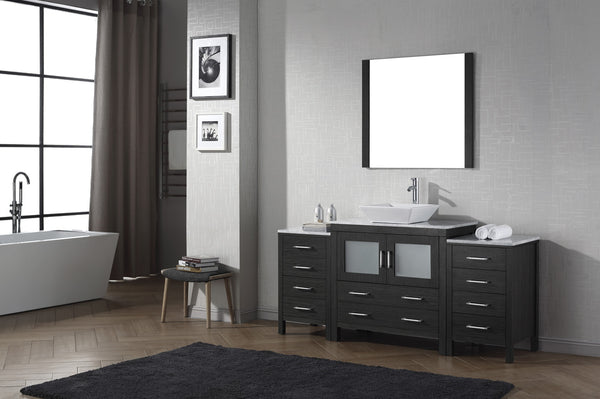 Virtu USA Dior 72" Single Bath Vanity with Marble Top and Square Sink with Brushed Nickel Faucet and Mirror - Luxe Bathroom Vanities Luxury Bathroom Fixtures Bathroom Furniture