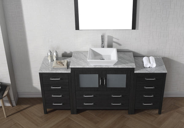 Virtu USA Dior 72" Single Bath Vanity with Marble Top and Square Sink with Brushed Nickel Faucet and Mirror - Luxe Bathroom Vanities Luxury Bathroom Fixtures Bathroom Furniture