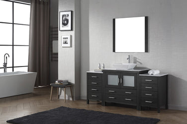 Virtu USA Dior 72" Single Bath Vanity with Marble Top and Square Sink with Polished Chrome Faucet and Mirror - Luxe Bathroom Vanities