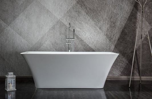 Vinter 59" Free Standing Acrylic Bathtub w/ Chrome Drain - Luxe Bathroom Vanities Luxury Bathroom Fixtures Bathroom Furniture