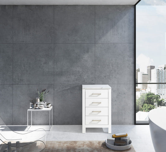 Jacques 20" Side Cabinet, White Carrara Marble Top - Luxe Bathroom Vanities Luxury Bathroom Fixtures Bathroom Furniture