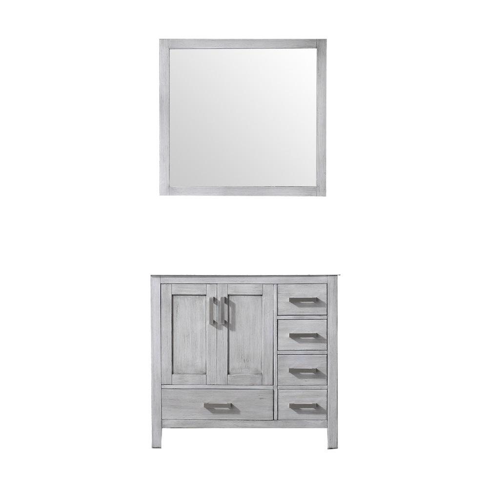 Jacques 36" Single Vanity, no Top and 34" Mirror - Left Version - Luxe Bathroom Vanities Luxury Bathroom Fixtures Bathroom Furniture