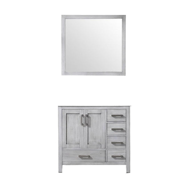 Jacques 36" Single Vanity, no Top and 34" Mirror - Left Version - Luxe Bathroom Vanities Luxury Bathroom Fixtures Bathroom Furniture