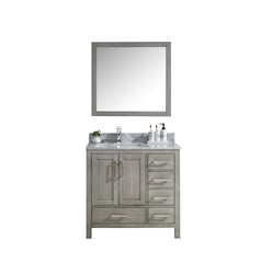Jacques 36" Single Vanity, White Carrara Marble Top, White Square Sink and no Mirror - Right Version - Luxe Bathroom Vanities Luxury Bathroom Fixtures Bathroom Furniture