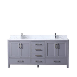 Jacques 72" Double Vanity, White Carrara Marble Top, White Square Sinks and no Mirror - Luxe Bathroom Vanities Luxury Bathroom Fixtures Bathroom Furniture