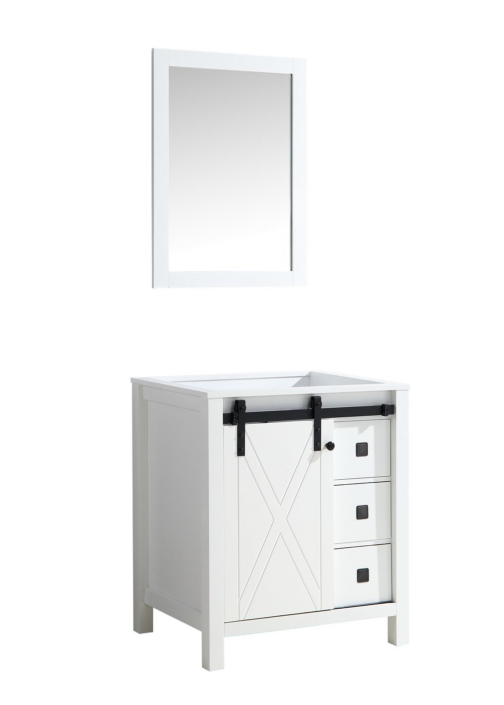 Marsyas Veluti 30" Single Vanity, no Top and 28" Mirror - Luxe Bathroom Vanities Luxury Bathroom Fixtures Bathroom Furniture