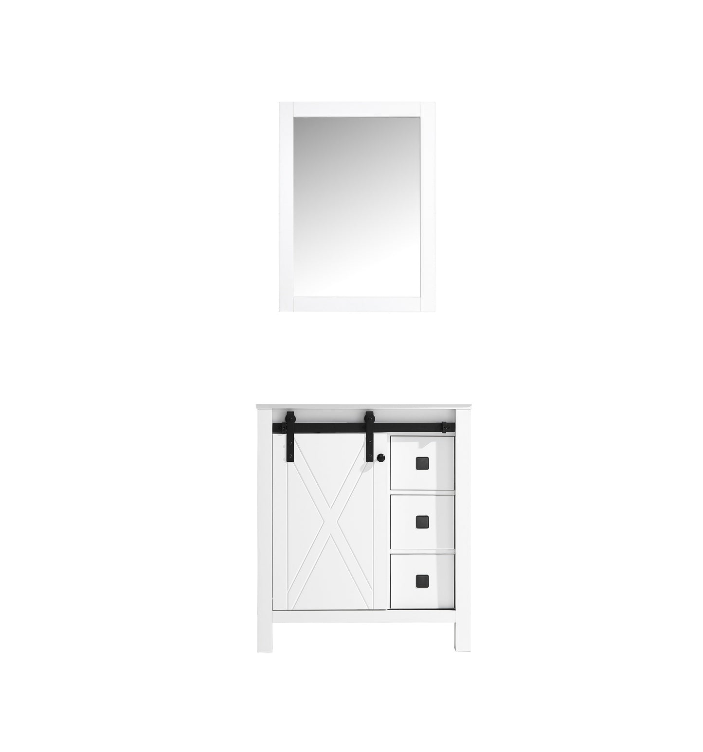 Marsyas Veluti 30" Single Vanity, no Top and 28" Mirror - Luxe Bathroom Vanities Luxury Bathroom Fixtures Bathroom Furniture