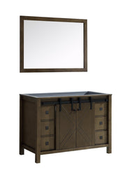 Marsyas Veluti 48" Rustic Brown Single Vanity, no Top and 44" Mirror - Luxe Bathroom Vanities Luxury Bathroom Fixtures Bathroom Furniture