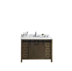 Marsyas Veluti 48" Rustic Brown Single Vanity, White Quartz Top, White Square Sink and no Mirror - Luxe Bathroom Vanities Luxury Bathroom Fixtures Bathroom Furniture