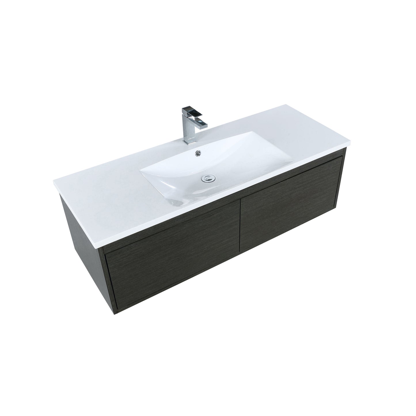 Lexora Sant 48" Iron Charcoal Bathroom Vanity, Acrylic Composite Top with Integrated Sink, Faucet Set - Luxe Bathroom Vanities