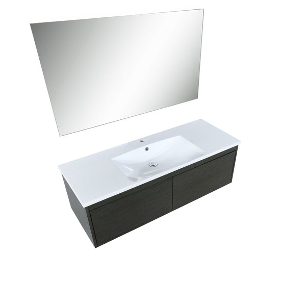 Lexora Sant 48" Iron Charcoal Bathroom Vanity, Acrylic Composite Top with Integrated Sink, and 43" Frameless Mirror - Luxe Bathroom Vanities