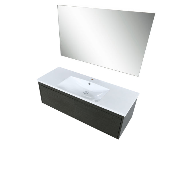 Lexora Sant 48" Iron Charcoal Bathroom Vanity, Acrylic Composite Top with Integrated Sink, and 43" Frameless Mirror - Luxe Bathroom Vanities