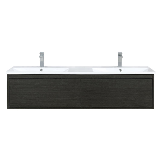 Lexora Sant 60" Iron Charcoal Double Bathroom Vanity, Acrylic Composite Top with Integrated Sinks, Faucet Set - Luxe Bathroom Vanities