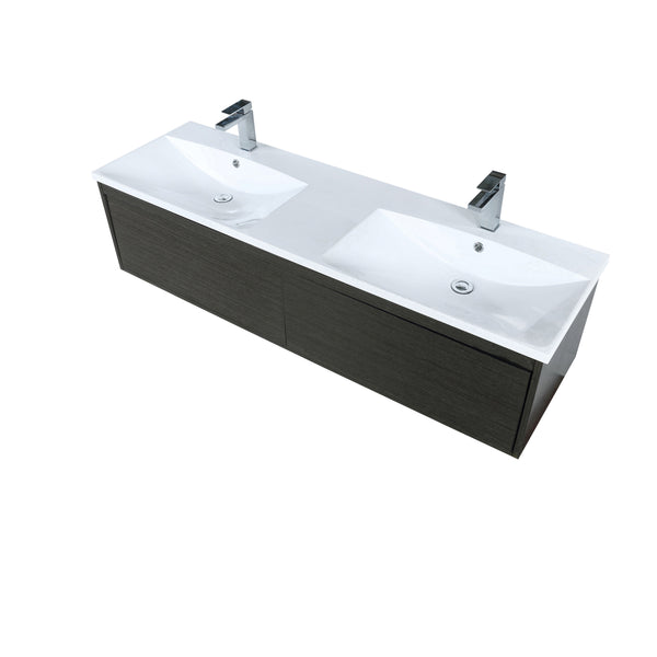 Lexora Sant 60" Iron Charcoal Double Bathroom Vanity, Acrylic Composite Top with Integrated Sinks, Faucet Set - Luxe Bathroom Vanities