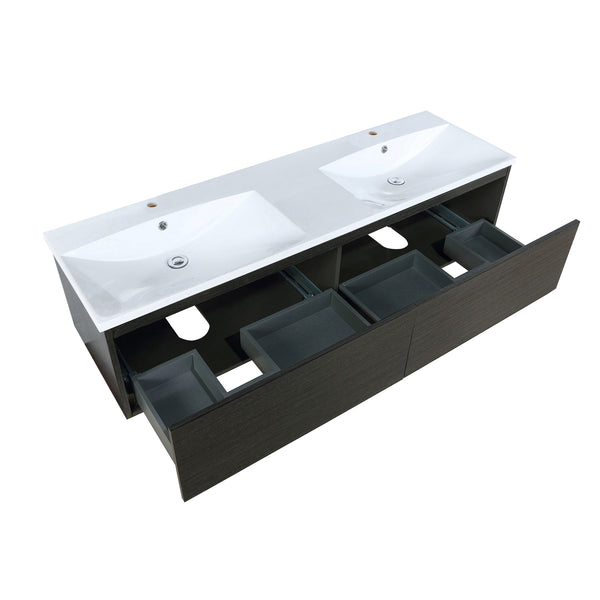 Lexora Sant 60" Iron Charcoal Double Bathroom Vanity and Acrylic Composite Top with Integrated Sinks - Luxe Bathroom Vanities