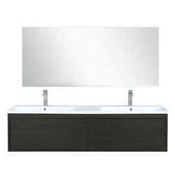 Lexora Sant 60" Iron Charcoal Double Bathroom Vanity, Acrylic Composite Top with Integrated Sinks, Faucet Set, and 55" Frameless Mirror - Luxe Bathroom Vanities