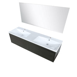 Lexora Sant 60" Iron Charcoal Double Bathroom Vanity, Acrylic Composite Top with Integrated Sinks, and 55" Frameless Mirror - Luxe Bathroom Vanities