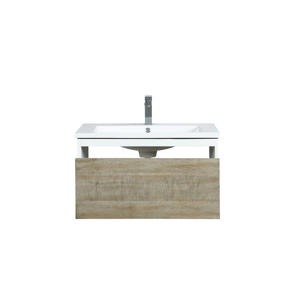 Lexora Scopi 30" Rustic Acacia Bathroom Vanity, Acrylic Composite Top with Integrated Sink, Faucet Set - Luxe Bathroom Vanities