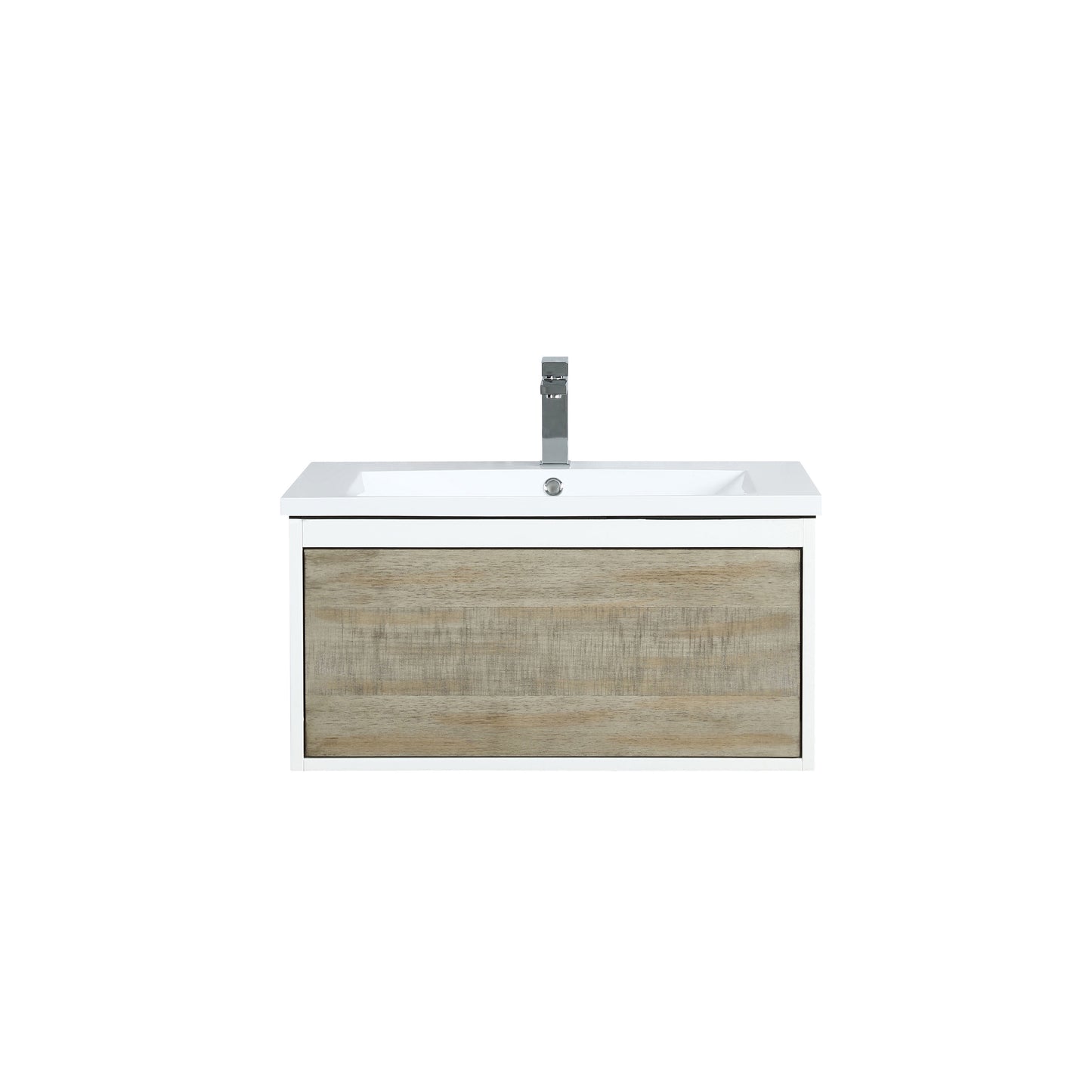 Lexora Scopi 30" Rustic Acacia Bathroom Vanity, Acrylic Composite Top with Integrated Sink, Faucet Set - Luxe Bathroom Vanities