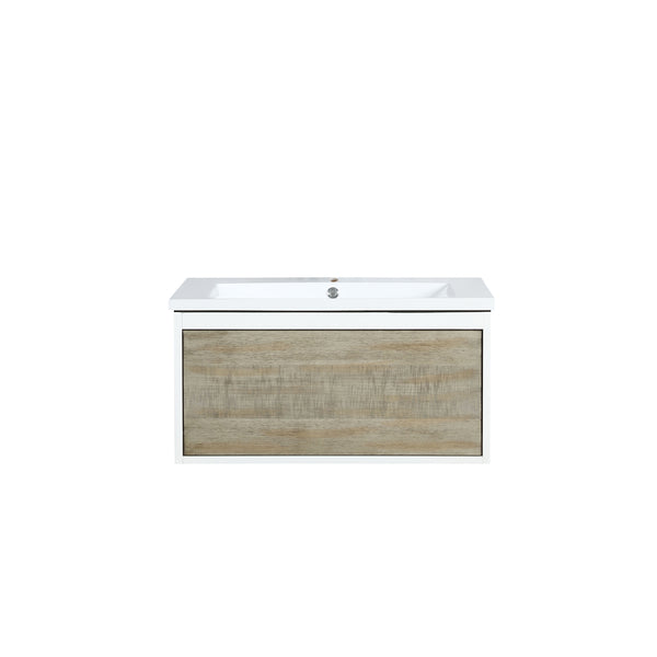 Lexora Scopi 30" Rustic Acacia Bathroom Vanity and Acrylic Composite Top with Integrated Sink - Luxe Bathroom Vanities