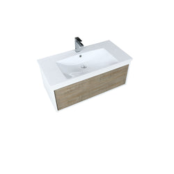 Lexora Scopi 36" Rustic Acacia Bathroom Vanity, Acrylic Composite Top with Integrated Sink, Faucet Set - Luxe Bathroom Vanities