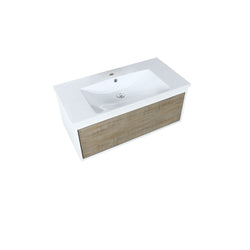 Lexora Scopi 36" Rustic Acacia Bathroom Vanity and Acrylic Composite Top with Integrated Sink - Luxe Bathroom Vanities