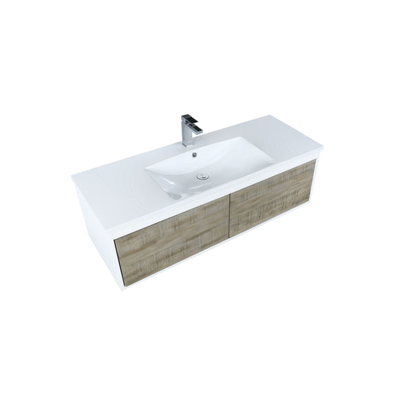 Lexora Scopi 48" Rustic Acacia Bathroom Vanity, Acrylic Composite Top with Integrated Sink, Faucet Set - Luxe Bathroom Vanities