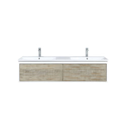 Lexora Scopi 60" Rustic Acacia Double Bathroom Vanity, Acrylic Composite Top with Integrated Sinks, Faucet Set - Luxe Bathroom Vanities