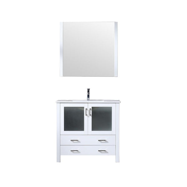 Volez 36" Single Vanity, Integrated Top, White Integrated Square Sink and 34" Mirror - Luxe Bathroom Vanities Luxury Bathroom Fixtures Bathroom Furniture