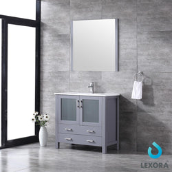 Volez 36" Single Vanity, Integrated Top, White Integrated Square Sink and 34" Mirror - Luxe Bathroom Vanities Luxury Bathroom Fixtures Bathroom Furniture