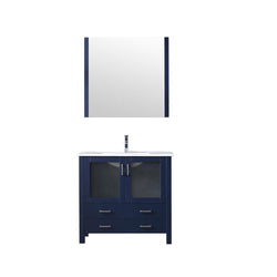 Volez 36" Single Vanity, Integrated Top, White Integrated Square Sink and 34" Mirror - Luxe Bathroom Vanities Luxury Bathroom Fixtures Bathroom Furniture