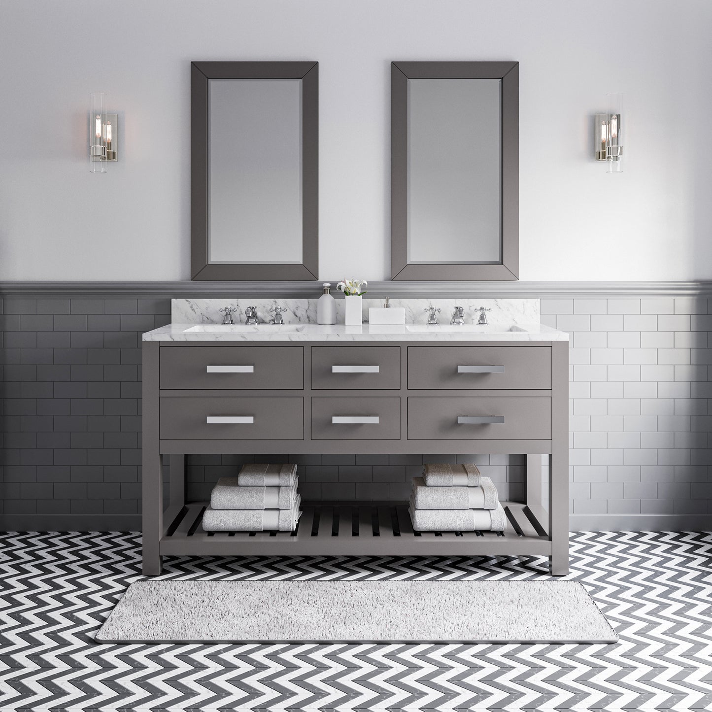 Water Creation Madalyn 60 Inch Double Sink Bathroom Vanity With Faucet - Luxe Bathroom Vanities