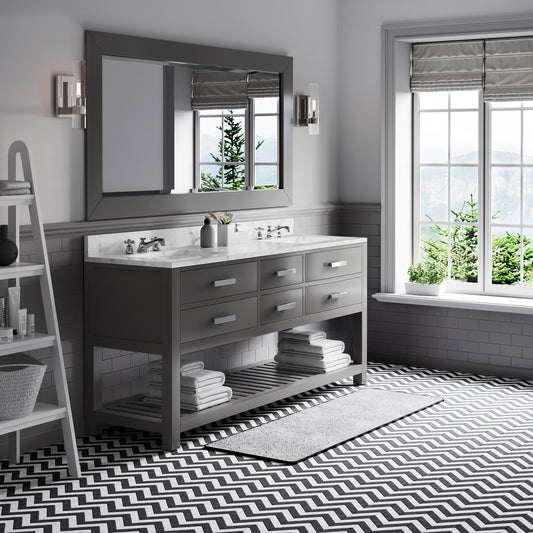 Water Creation Madalyn 72 Inch Double Sink Bathroom Vanity With Matching Large Framed Mirror - Luxe Bathroom Vanities