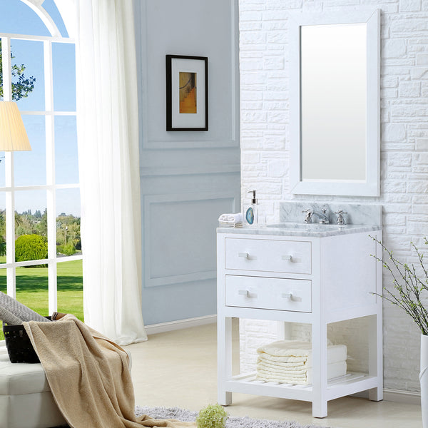 Water Creation 24 Inch Single Sink Bathroom Vanity With Matching Framed Mirror And Faucet From The Madalyn Collection - Luxe Bathroom Vanities