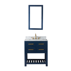 Water Creation Madalyn 30 Inch Monarch Blue Single Sink Bathroom Vanity With Mirror - Luxe Bathroom Vanities