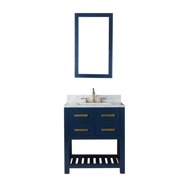 Water Creation Madalyn 30 Inch Monarch Blue Single Sink Bathroom Vanity With F2-0012 Faucet And Mirror - Luxe Bathroom Vanities