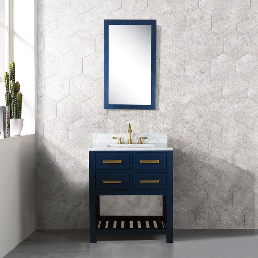 Water Creation 30 Inch Single Sink Bathroom Vanity With F2-0012 Faucet And Mirror From The Madalyn Collection - Luxe Bathroom Vanities