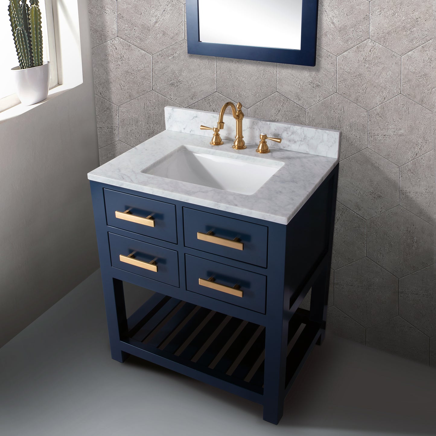 Water Creation 30 Inch Single Sink Bathroom Vanity With F2-0012 Faucet And Mirror From The Madalyn Collection - Luxe Bathroom Vanities