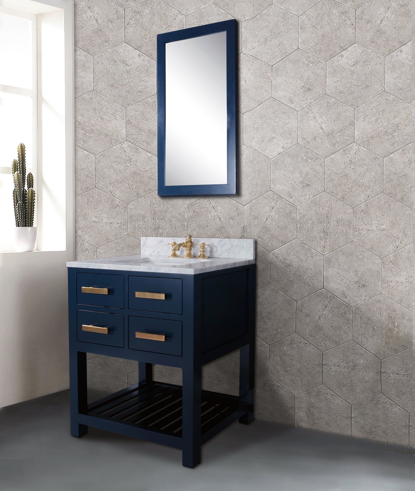 Water Creation 30 Inch Single Sink Bathroom Vanity With F2-0013 Faucet And Mirror From The Madalyn Collection - Luxe Bathroom Vanities