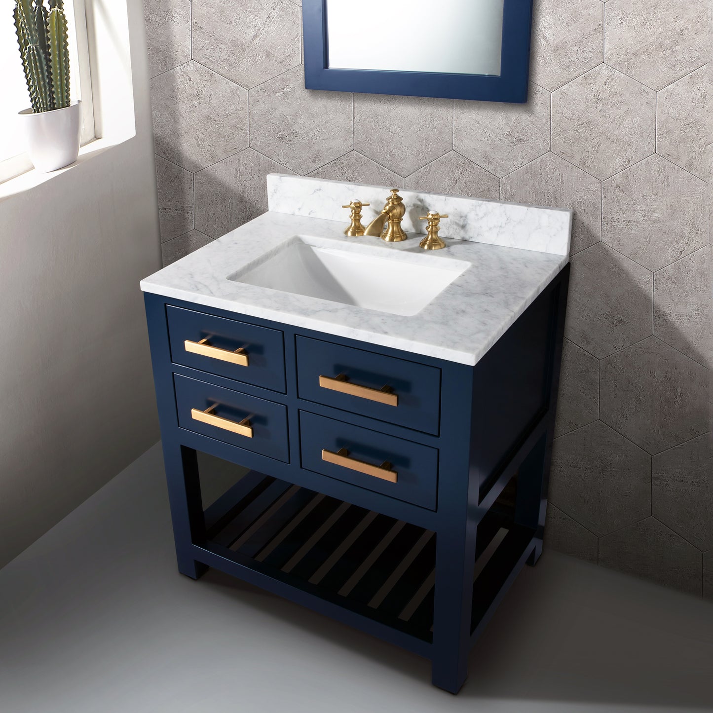 Water Creation 30 Inch Single Sink Bathroom Vanity With F2-0013 Faucet And Mirror From The Madalyn Collection - Luxe Bathroom Vanities
