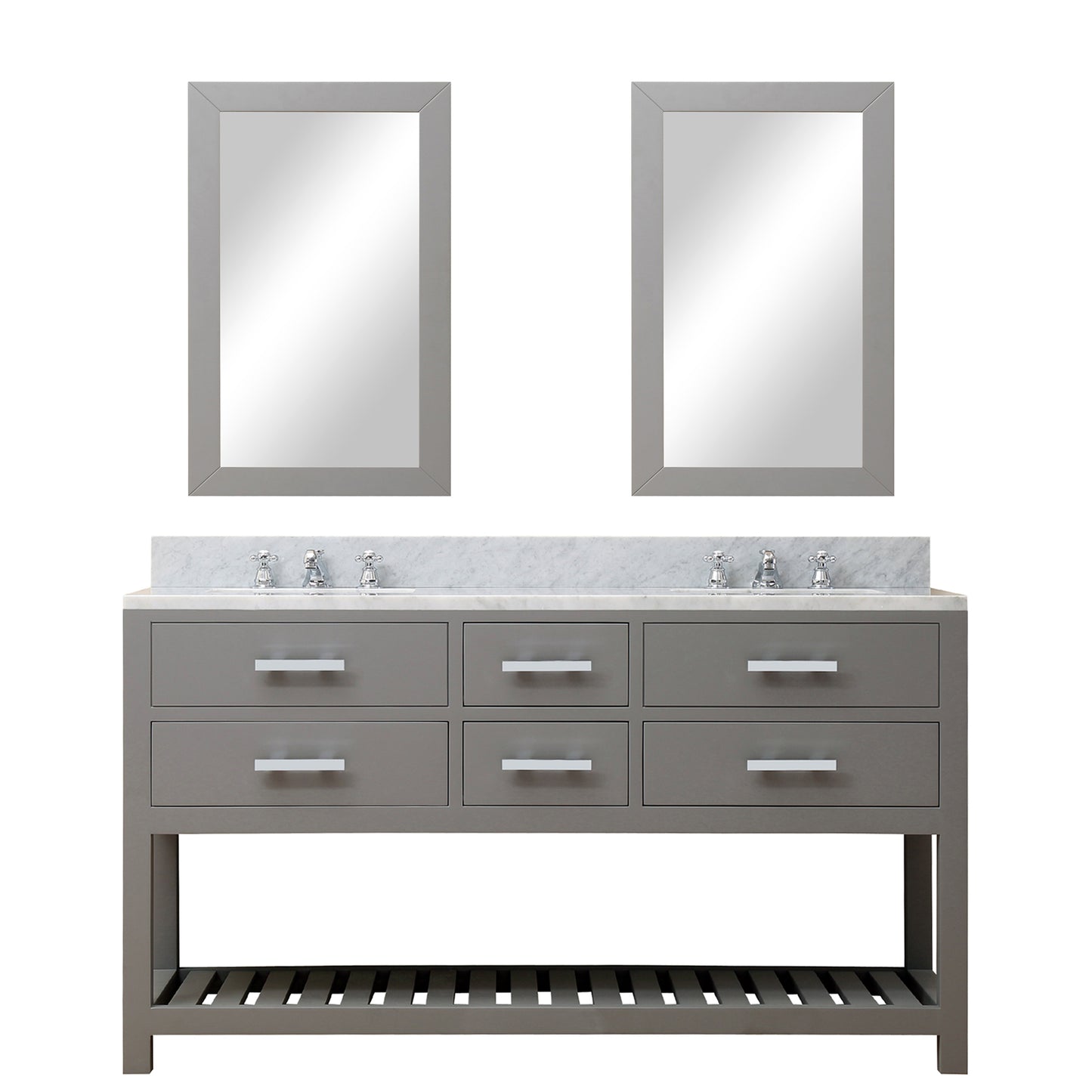 Water Creation 60 Inch Double Sink Bathroom Vanity With 2 Matching Framed Mirrors From The Madalyn Collection - Luxe Bathroom Vanities